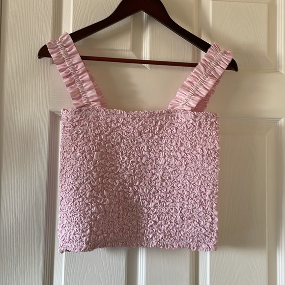 Petersyn X Revolve Tami fuschia smocked cropped tank top - Picture 7 of 7